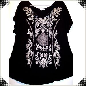 Ava James Boho Top Black and Tan L